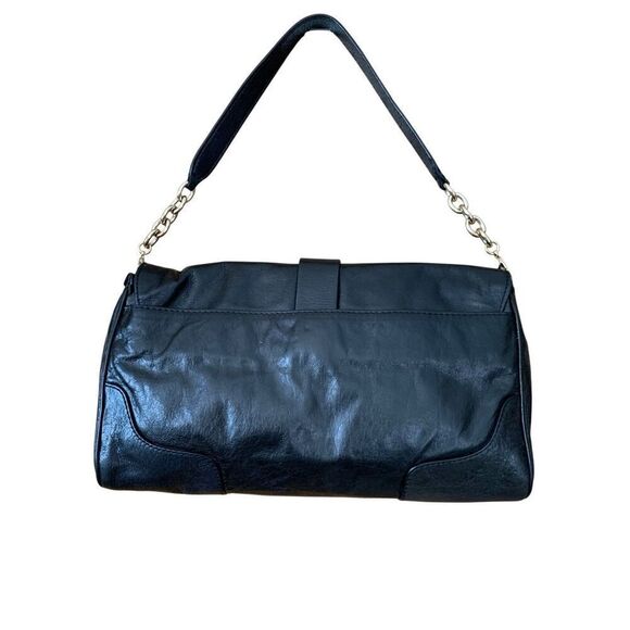 Cole Haan Textured Leather Shoulder Bag with Chain Detail in Black - Picture 2 of 12